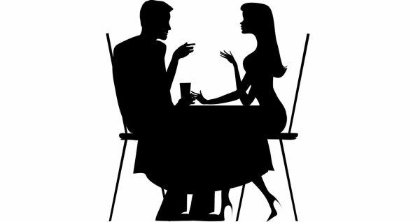 Силуэты людей в кафе