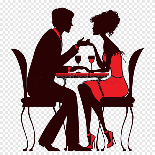 Силуэты людей в кафе