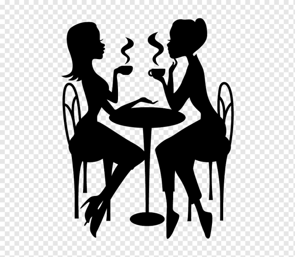 Пара за столиком силуэты
