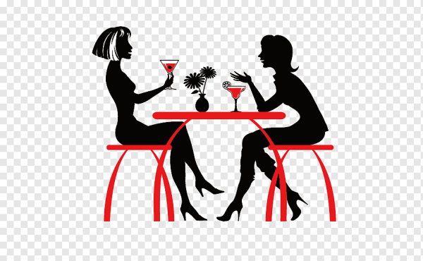 Силуэты людей в кафе