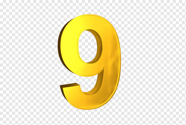 Цифра 9 желтая