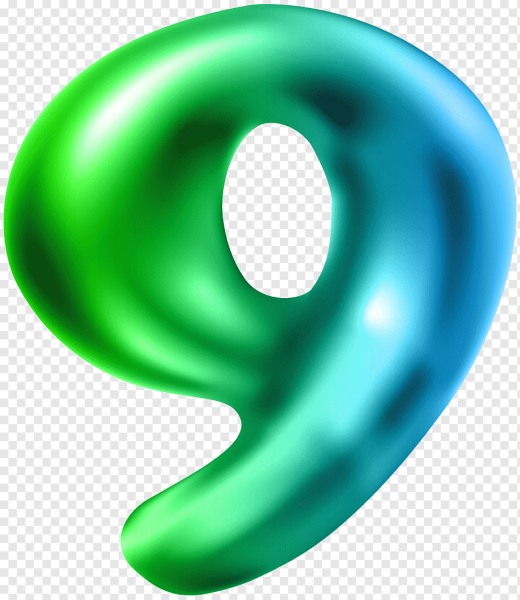 Цифра 9 зеленая