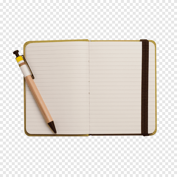 Блокнот с ручкой на прозрачном фоне