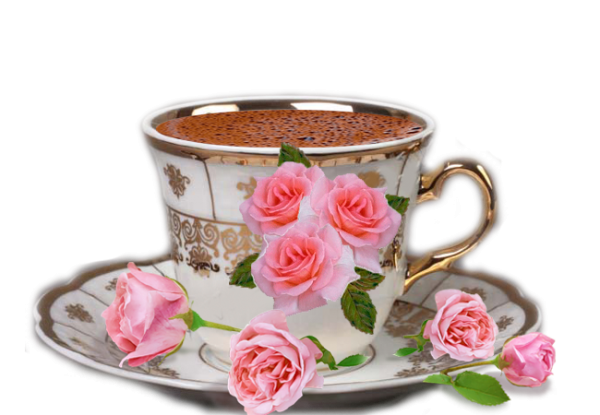 Чашка кофе с цветами