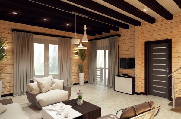 Гостиная из эмитацию бруса