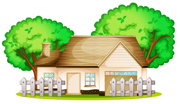 Мультяшный домик с забором