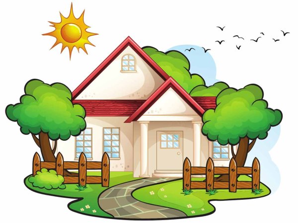 Домик рисунок на белом фоне