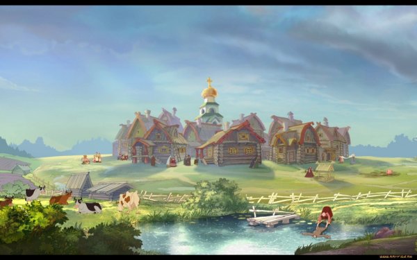 Алеша Попович мультик деревня