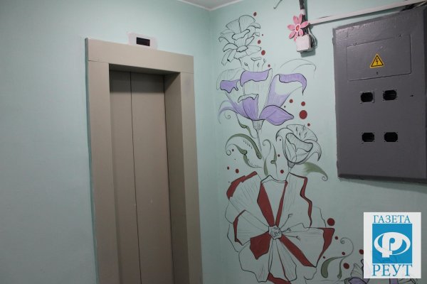 Роспись стен около двери в подъезде