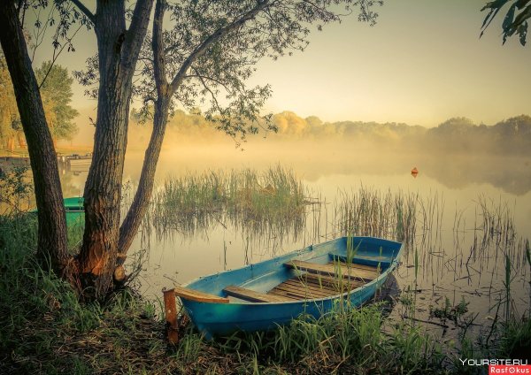 Пейзаж река лодка