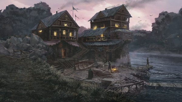 Поселение селение деревня фэнтези арт