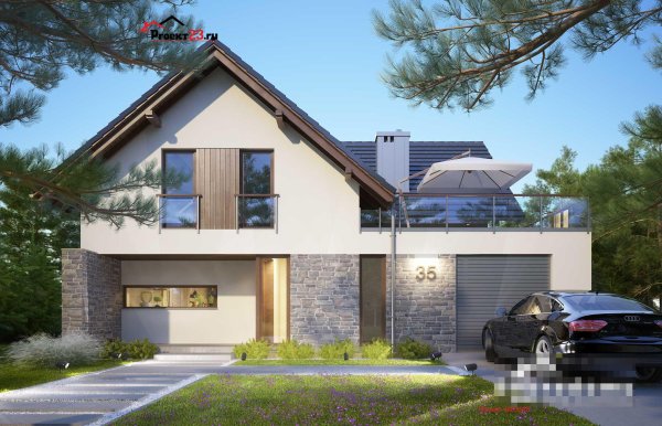 Дом с террасой над гаражом