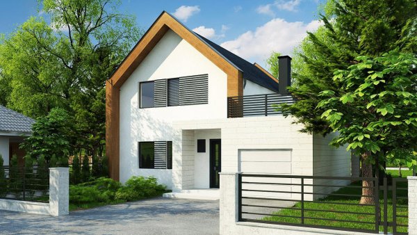 Дом с террасой над гаражом