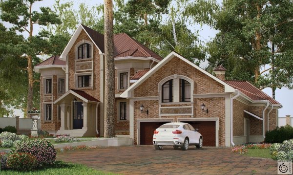 Классический кирпичный дом с гаражом