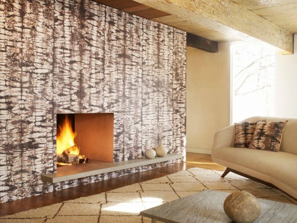 Отделка стены корой