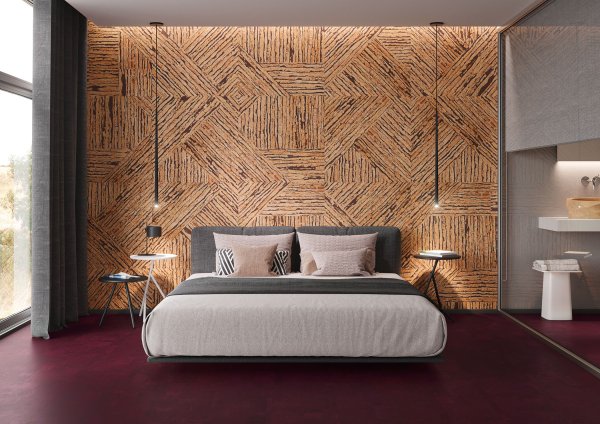 Пробковое настенное покрытие в интерьере