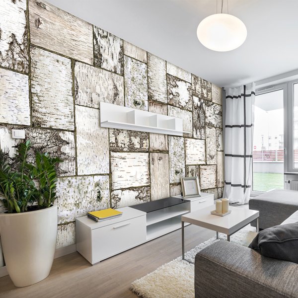 Отделка стен берестой