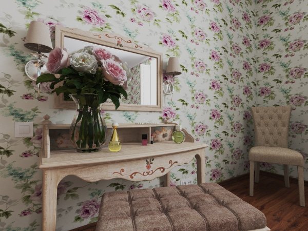 Обои в мелкий цветочек для кухни