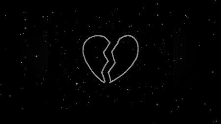 Разбитое сердечко на черном фоне