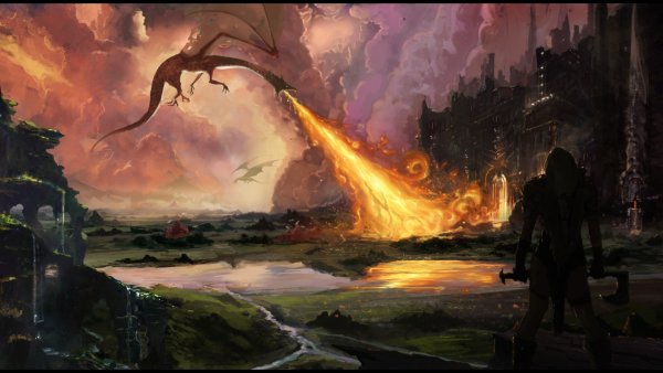 Дракон сжигает город