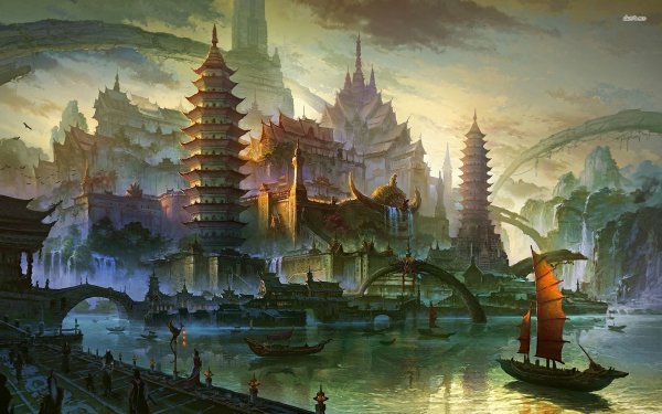 Императорский дворец арт Китай фэнтези