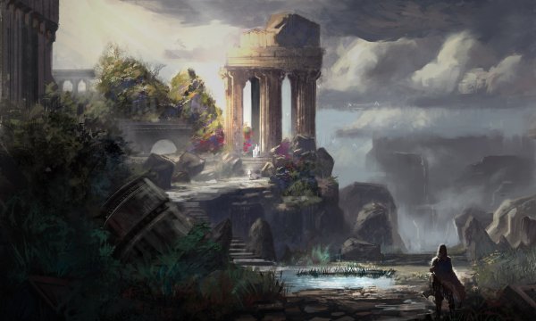 Руины Римского храма фэнтези арт