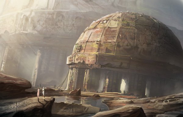 Здание в пустыне фэнтези