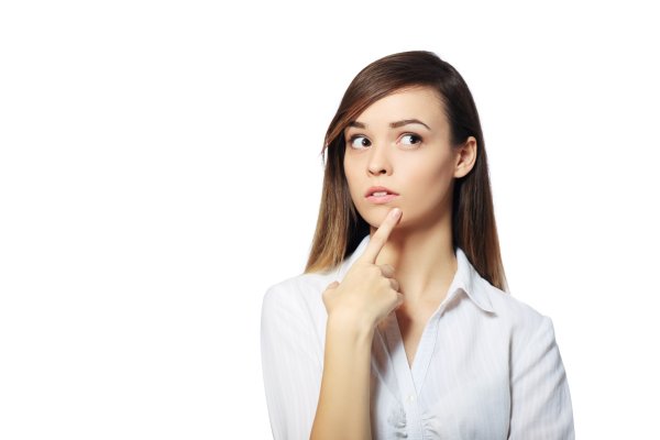 Женщина думает Сток