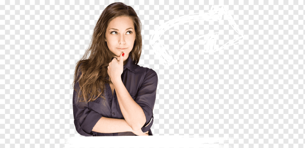 Девушка задумалась на прозрачном фоне