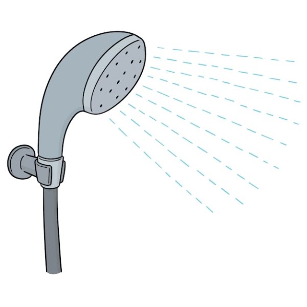 Душ на белом фоне