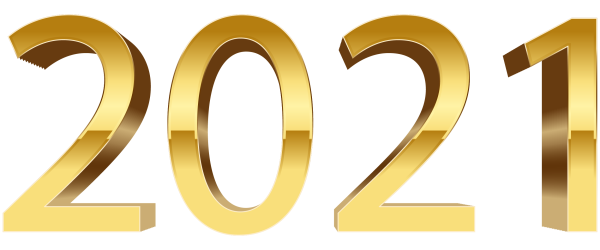 Золотые цифры 2021 на прозрачном фоне