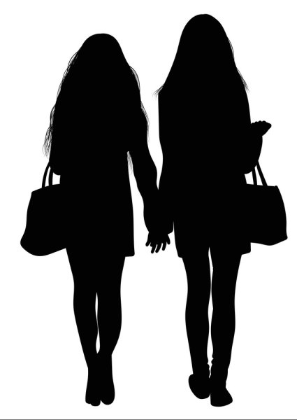 Силуэт двух подруг