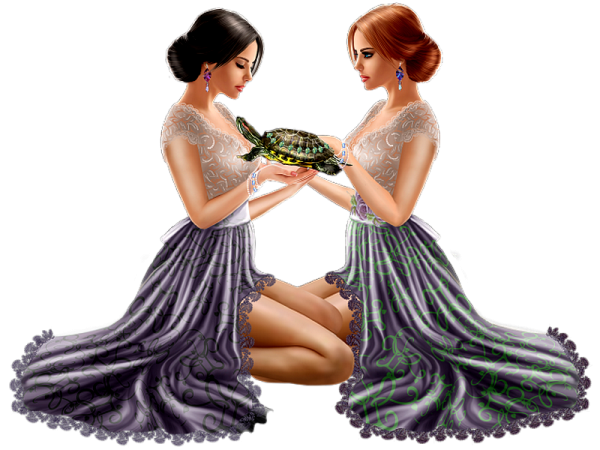 Три девушки на прозрачном фоне для фотошопа