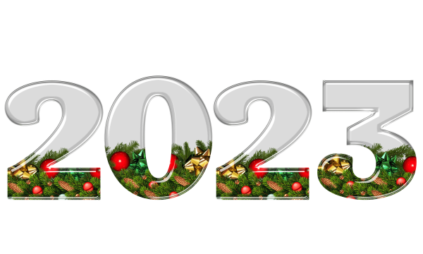 Новогодние цифры 2023 на прозрачном фоне