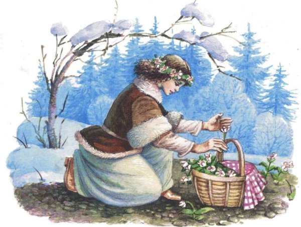 Иллюстрации к сказке 12 месяцев Маршак