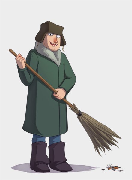 Дворник с метлой