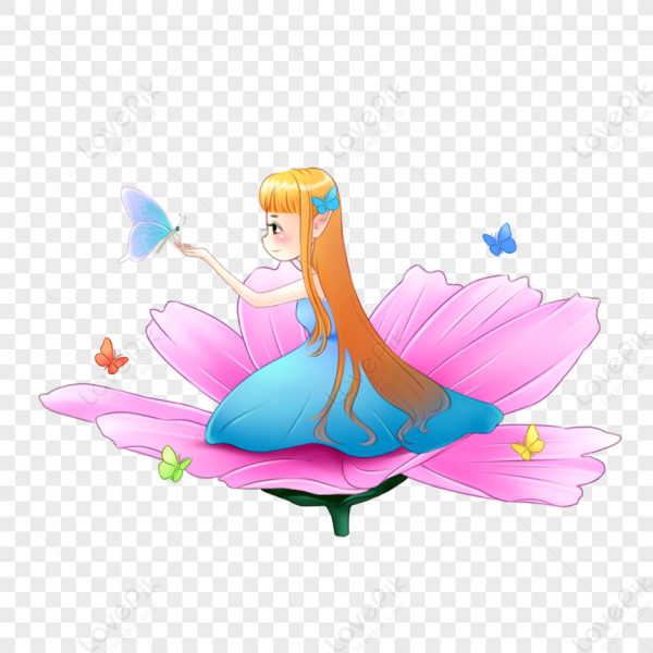 Дюймовочка на прозрачном фоне