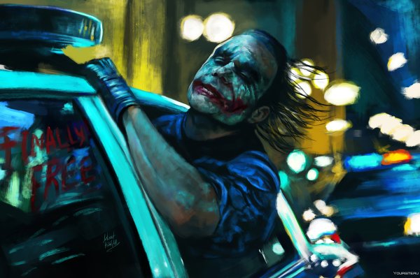 Темный рыцарь Джокер в машине
