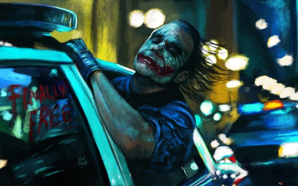 Темный рыцарь Джокер в машине