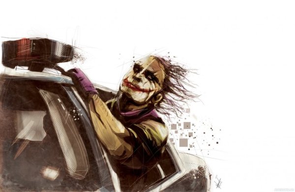 Джокер на фоне машины арт