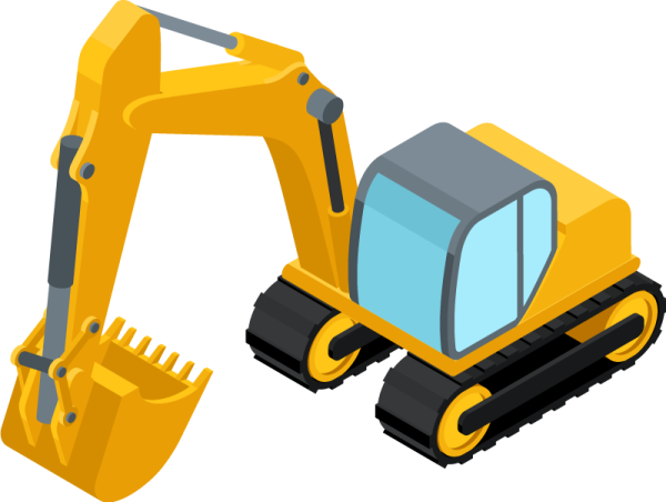 Экскаватор картинка для детей на белом фоне