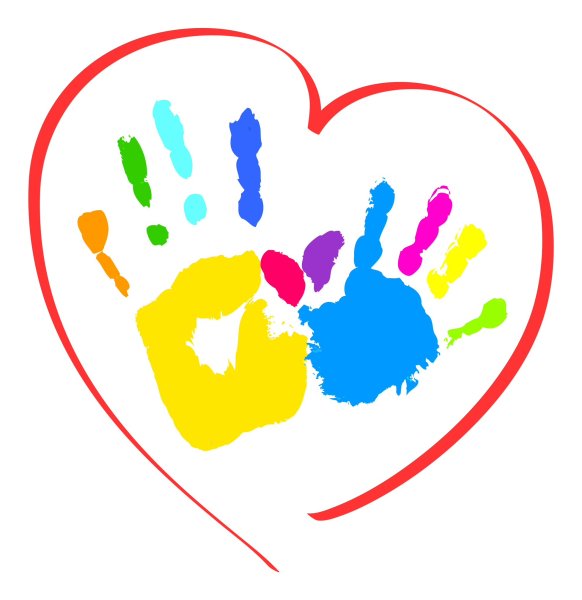 Цветные ладошки на прозрачном фоне