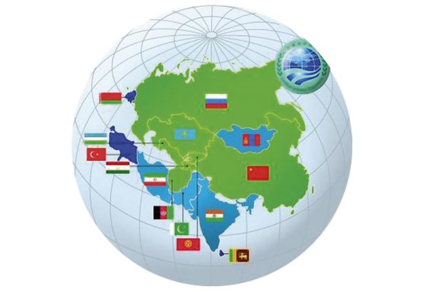 Страны ШОС на карте мира на русском языке