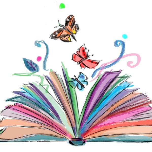 Дети с книгами на прозрачном фоне