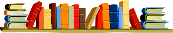 Книги на полке на прозрачном фоне