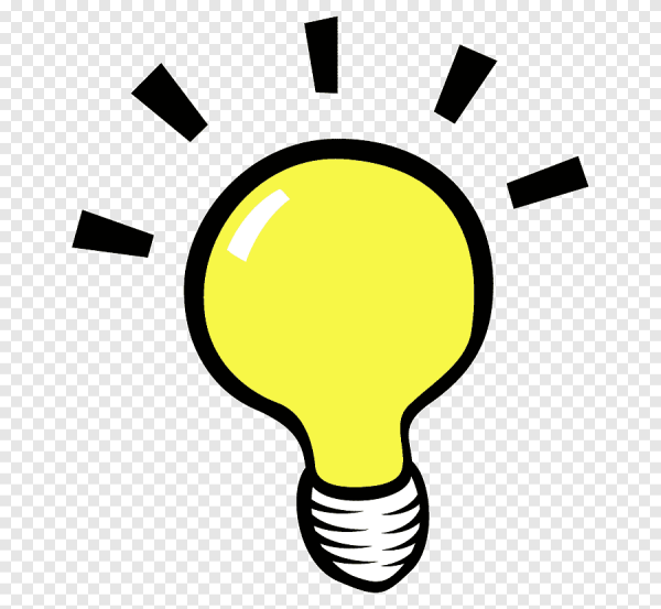 Лампочка идея на прозрачном фоне
