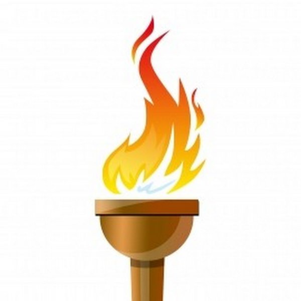 Олимпийский огонь на белом фоне