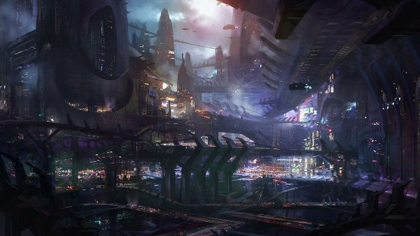 Sci-Fi Art город киберпанк