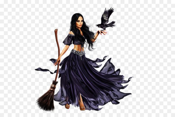 Ведьмочка на белом фоне