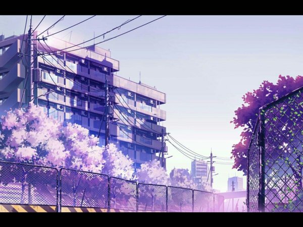 Фиолетовый пейзаж аниме
